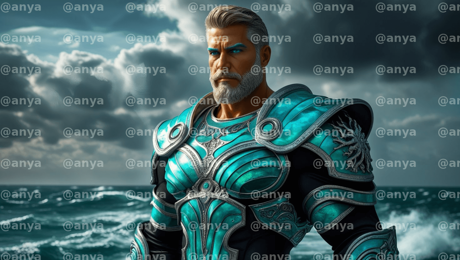 Poseidon's Wrath – Mythological Statue Digital Art