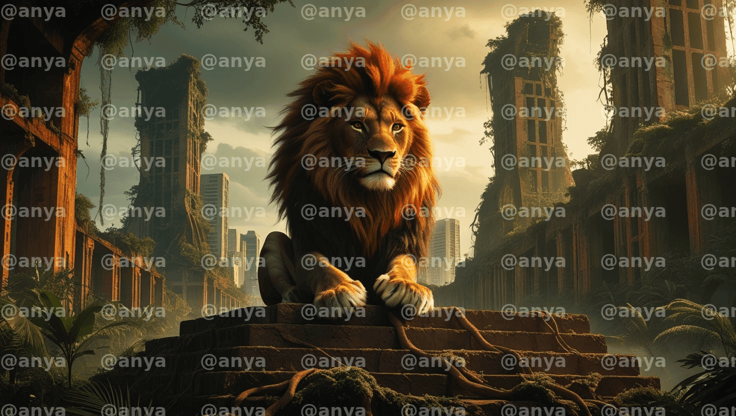 Lion in the Mist – Majestic Wildlife Digital Print